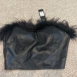 Fashion Nova Feather Lined Crop Top (Size S)